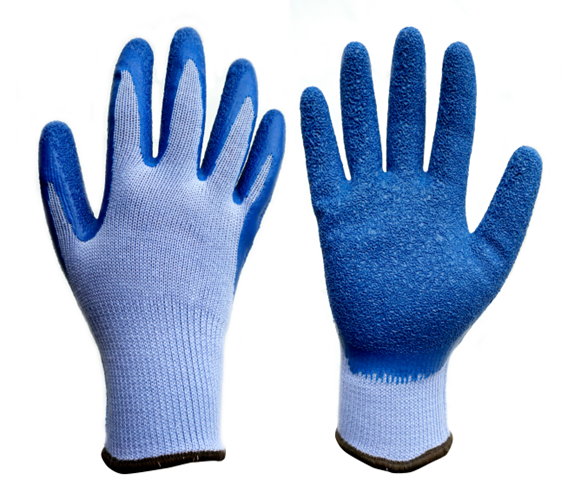 10 gauge 5 yarn TC with blue wrinkle latex coated gloves 2