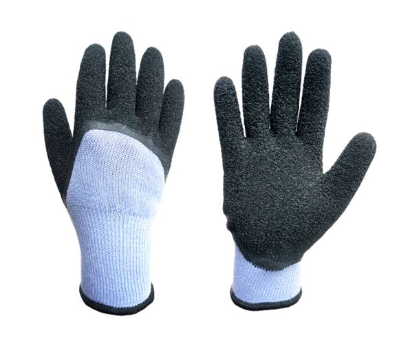 10 gauge 5 yarn TC with hlaf black wrinkle latex coated gloves