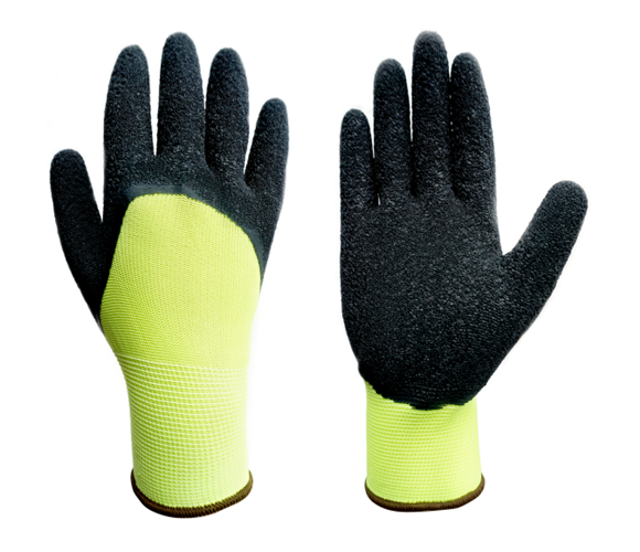 13 gauge green polyester with 34 wrinkle latex coated gloves