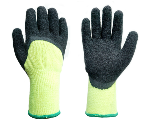 7 gauge acrylic terry liner with half wrinkle latex coated gloves