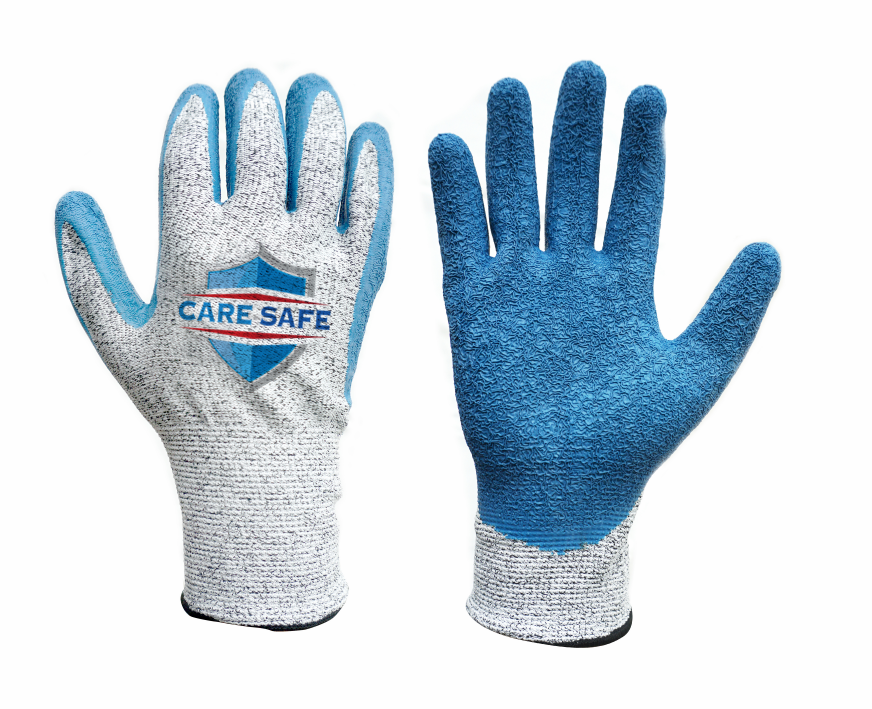 13G HPPE crinkle latex anti cut gloves level 5 anti slip