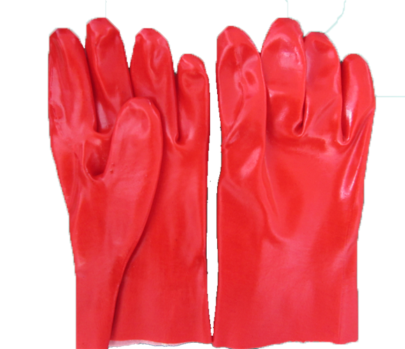 red PVC gloves