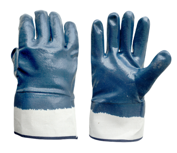 safety cuff blue nitrile gloves