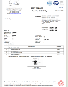 PVC work glove test report