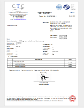 anti cut glove CT015 test report