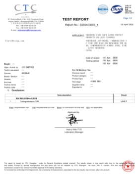 anti impact glove cut level D test report